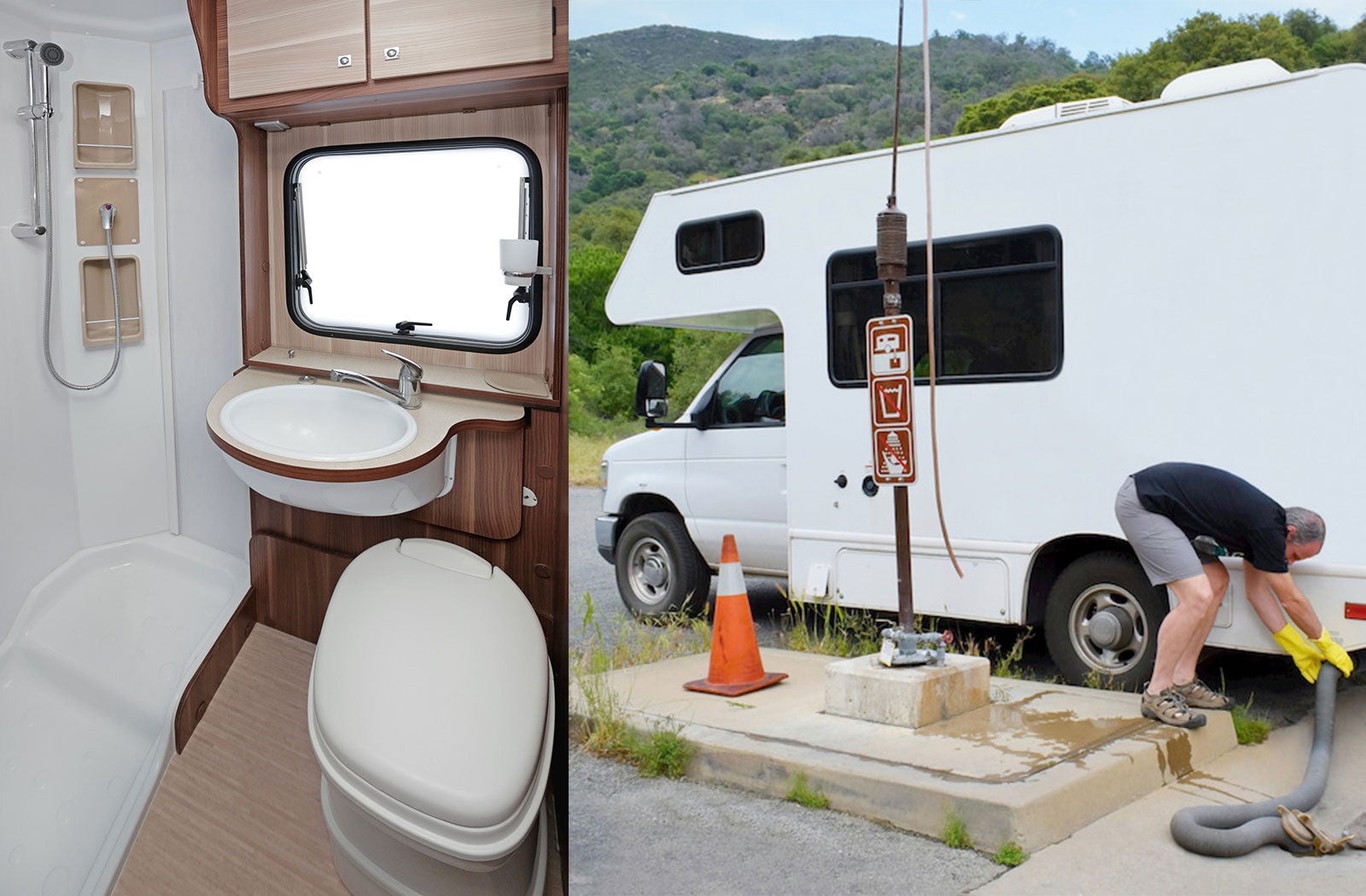 Portable RV/camper toilet and holding tank setup in Gainesville, Georgia