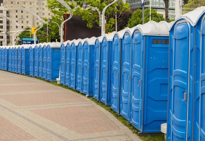 Seasonal porta potty units set up at a Gainesville, Georgia venue